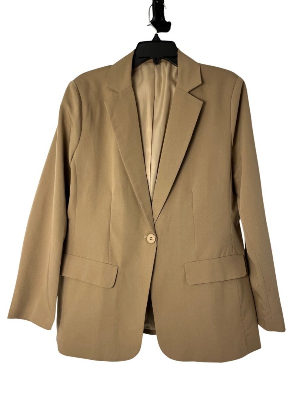 Womens Blazer XL Dark Khaki Tan Polyester Rayon Blend Jacket USED